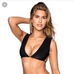 Frankie’s Black Shea Ribbed Swim Top